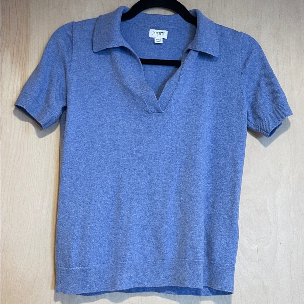 J.Crew Factory Heather Cornflower  Blue Knit Polo Shirt